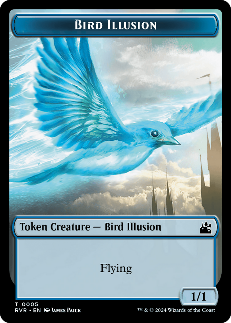 Elf Knight // Bird Illusion Double-Sided Token [Ravnica Remastered Tokens] | Mega City Incorporated