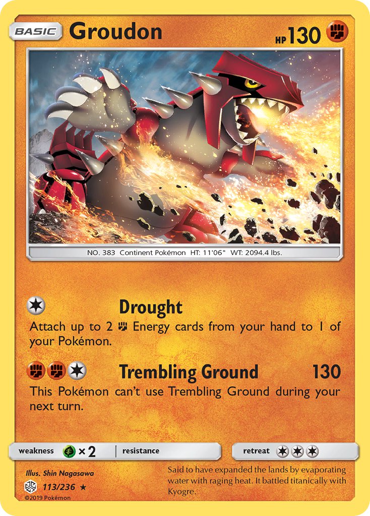 Groudon (113/236) (Cracked Ice Holo) (Theme Deck Exclusive) [Sun & Moon: Cosmic Eclipse] | Mega City Incorporated