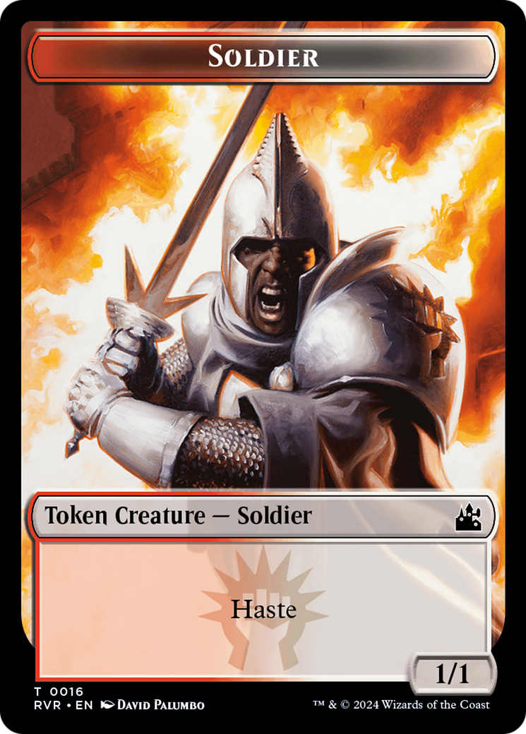 Elf Knight // Soldier Double-Sided Token [Ravnica Remastered Tokens] | Mega City Incorporated