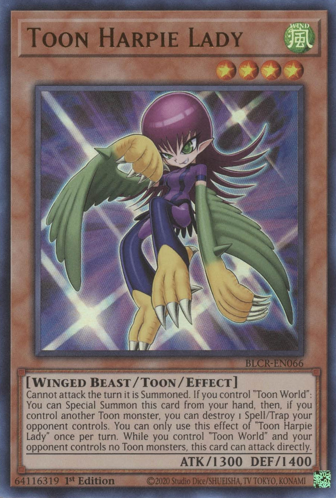 Toon Harpie Lady [BLCR-EN066] Ultra Rare | Mega City Incorporated