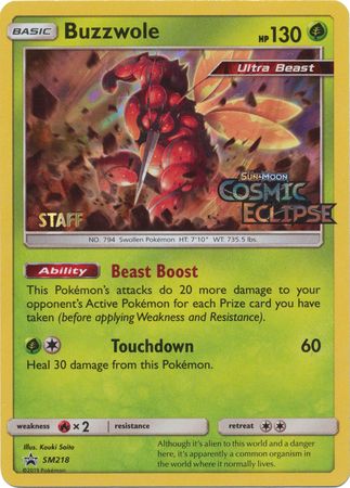 Buzzwole (SM218) (Staff Prerelease Promo) [Sun & Moon: Black Star Promos] | Mega City Incorporated