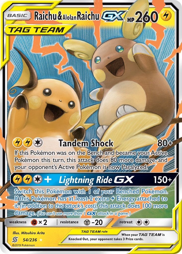 Raichu & Alolan Raichu GX (54/236) [Sun & Moon: Unified Minds] | Mega City Incorporated