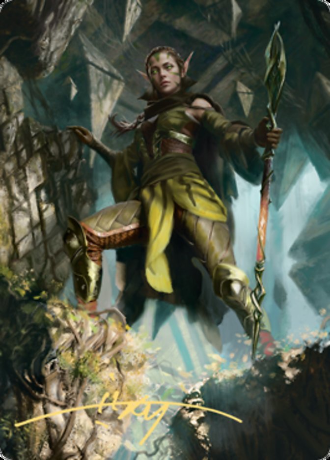 Nissa of Shadowed Boughs 1 Art Card (Gold-Stamped Signature) [Zendikar Rising Art Series] | Mega City Incorporated