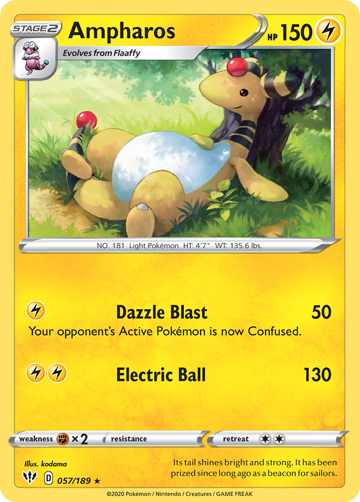 Ampharos (057/189) [Sword & Shield: Darkness Ablaze] | Mega City Incorporated