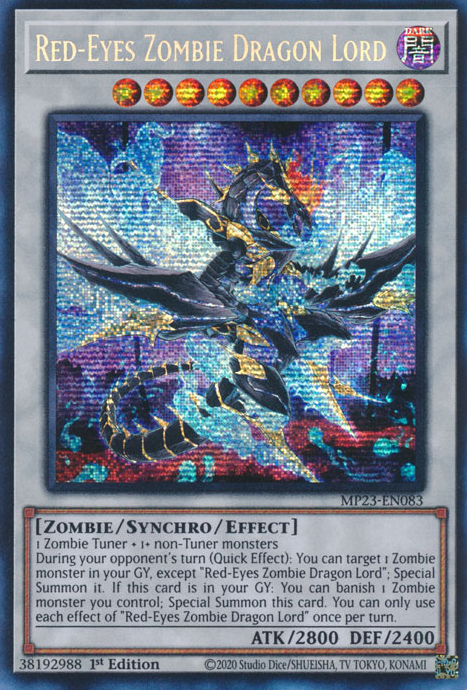 Red-Eyes Zombie Dragon Lord [MP23-EN083] Prismatic Secret Rare | Mega City Incorporated