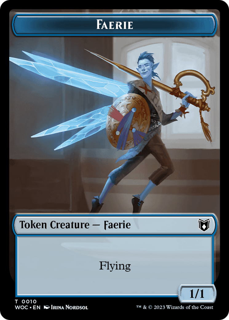 Faerie // Saproling Double-Sided Token [Wilds of Eldraine Commander Tokens] | Mega City Incorporated