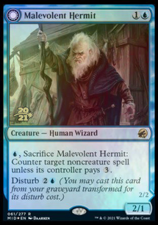 Malevolent Hermit // Benevolent Geist [Innistrad: Midnight Hunt Prerelease Promos] | Mega City Incorporated