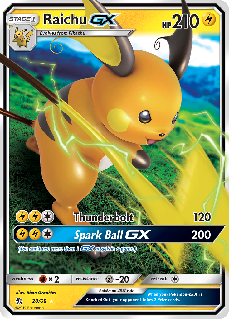 Raichu GX (20/68) [Sun & Moon: Hidden Fates] | Mega City Incorporated