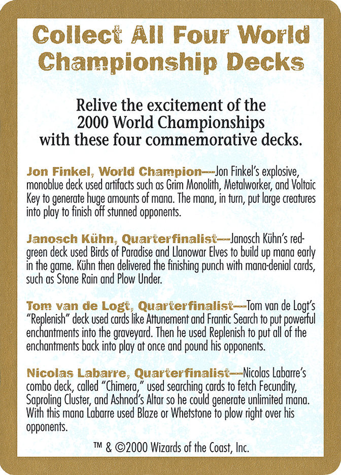 2000 World Championships Ad [World Championship Decks 2000] | Mega City Incorporated