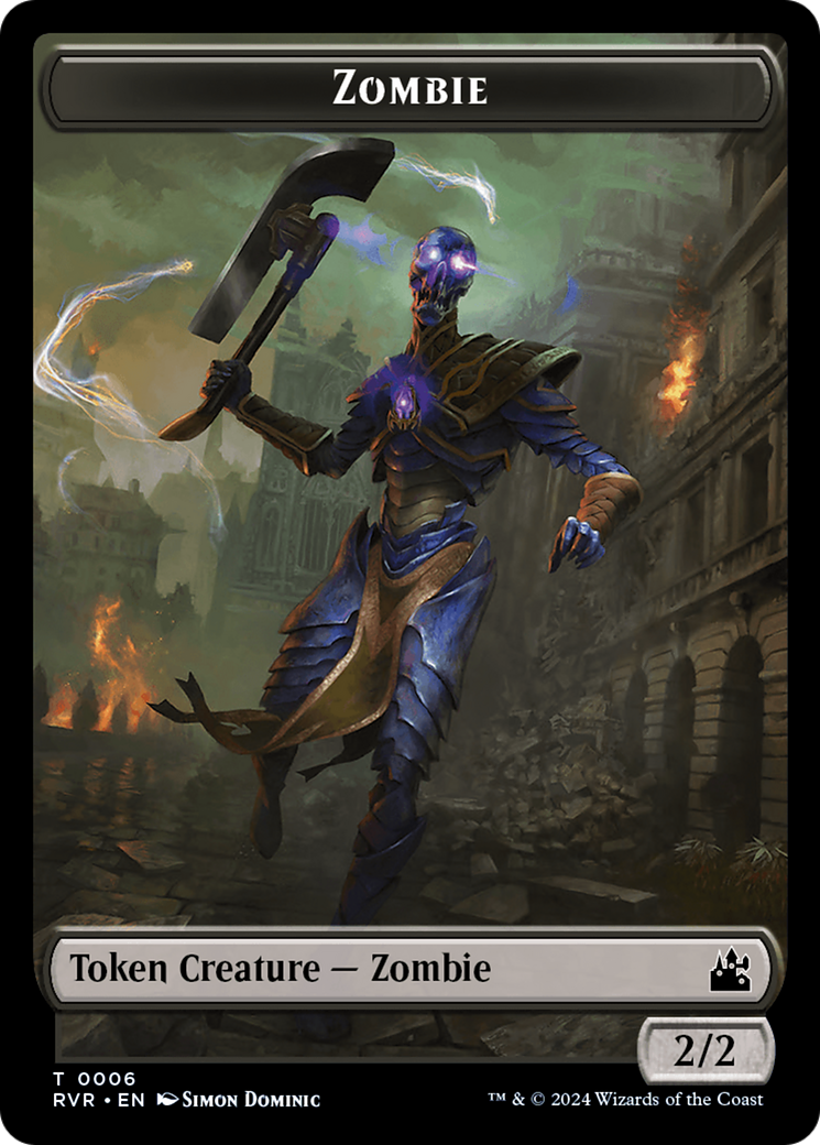 Elf Knight // Zombie Double-Sided Token [Ravnica Remastered Tokens] | Mega City Incorporated