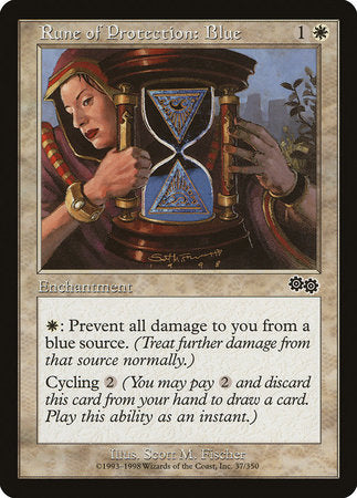 Rune of Protection: Blue [Urza's Saga] | Mega City Incorporated