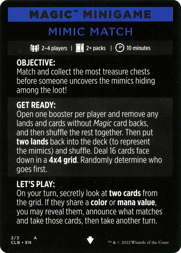 Mimic Match (Magic Minigame) [Commander Legends: Battle for Baldur's Gate Minigame] | Mega City Incorporated