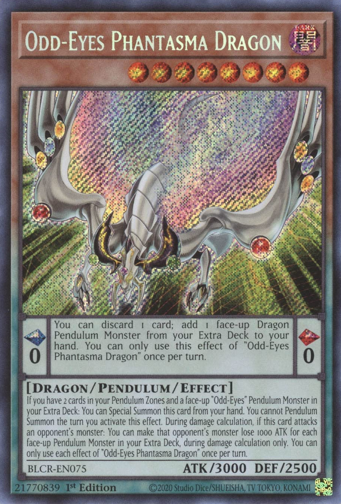 Odd-Eyes Phantasma Dragon [BLCR-EN075] Secret Rare | Mega City Incorporated