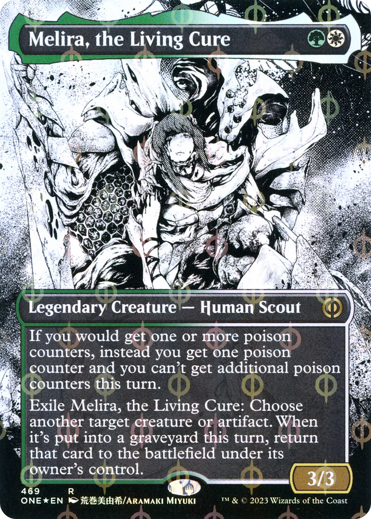 Melira, the Living Cure (Borderless Manga Step-and-Compleat Foil) [Phyrexia: All Will Be One] | Mega City Incorporated