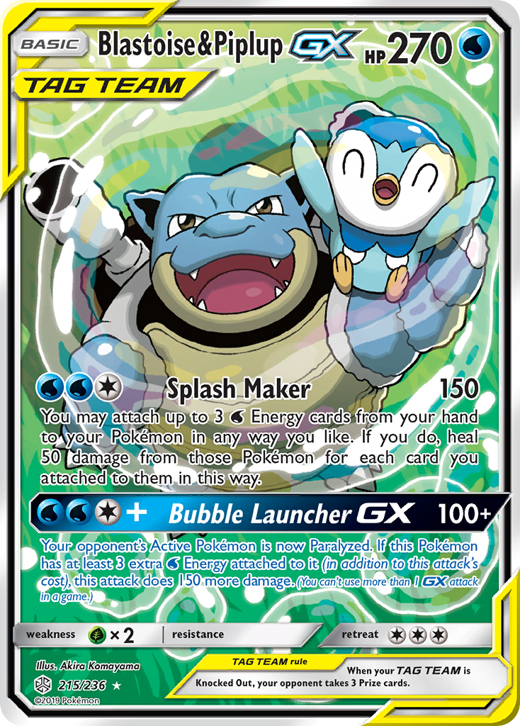 Blastoise & Piplup GX (215/236) [Sun & Moon: Cosmic Eclipse] | Mega City Incorporated