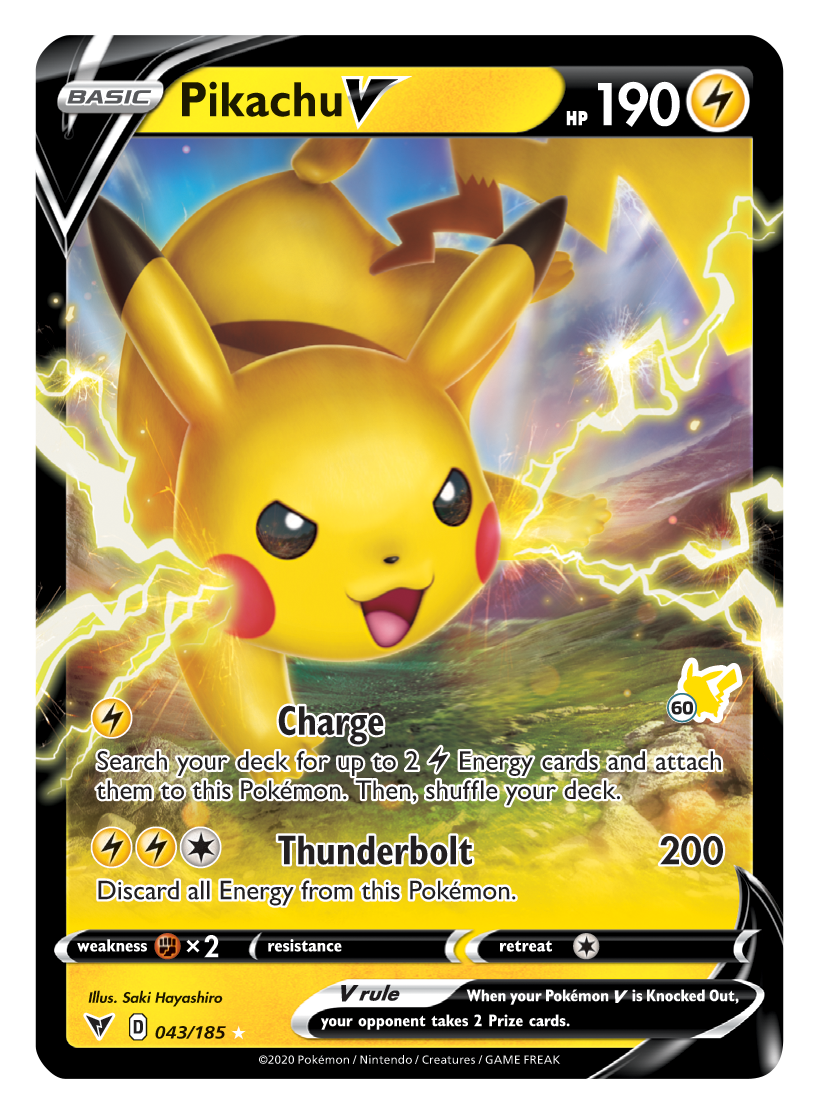 Pikachu V (043/185) (Pikachu Stamp #60) [Battle Academy 2022] | Mega City Incorporated