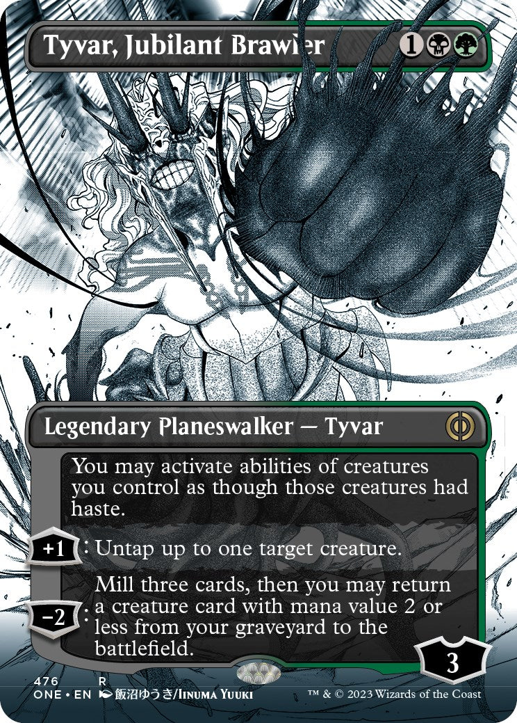 Tyvar, Jubilant Brawler (Borderless Manga Step-and-Compleat Foil) [Phyrexia: All Will Be One] | Mega City Incorporated