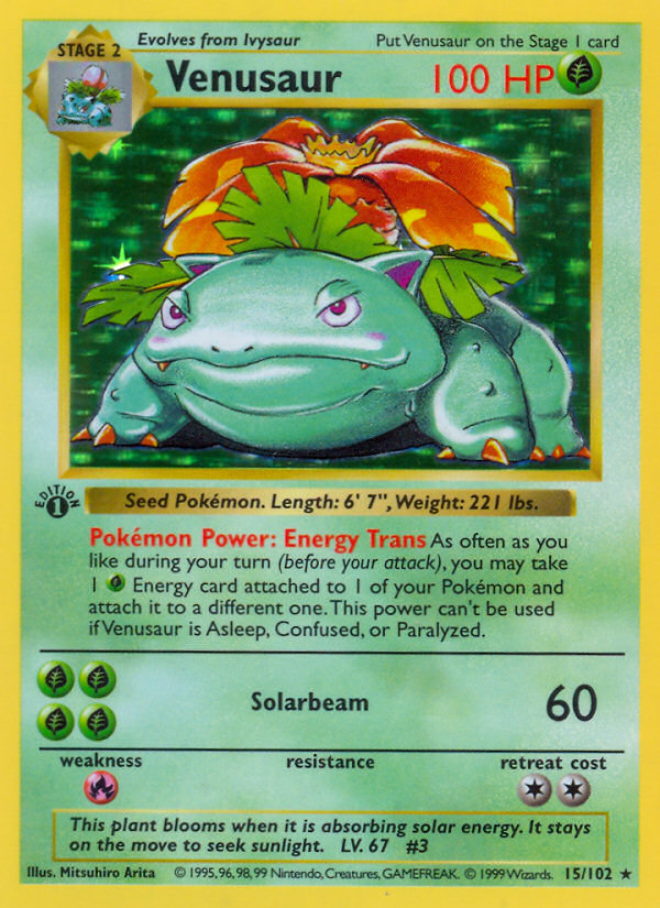 Venusaur (15/102) (Shadowless) [Base Set 1st Edition] | Mega City Incorporated