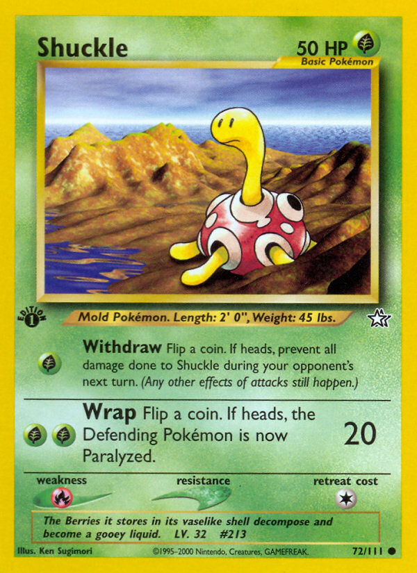 Shuckle (72/111) [Neo Genesis 1st Edition] | Mega City Incorporated