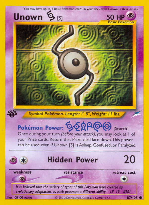 Unown [S] (87/105) [Neo Destiny 1st Edition] | Mega City Incorporated