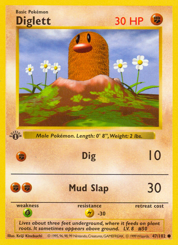 Diglett (47/102) (Shadowless) [Base Set 1st Edition] | Mega City Incorporated