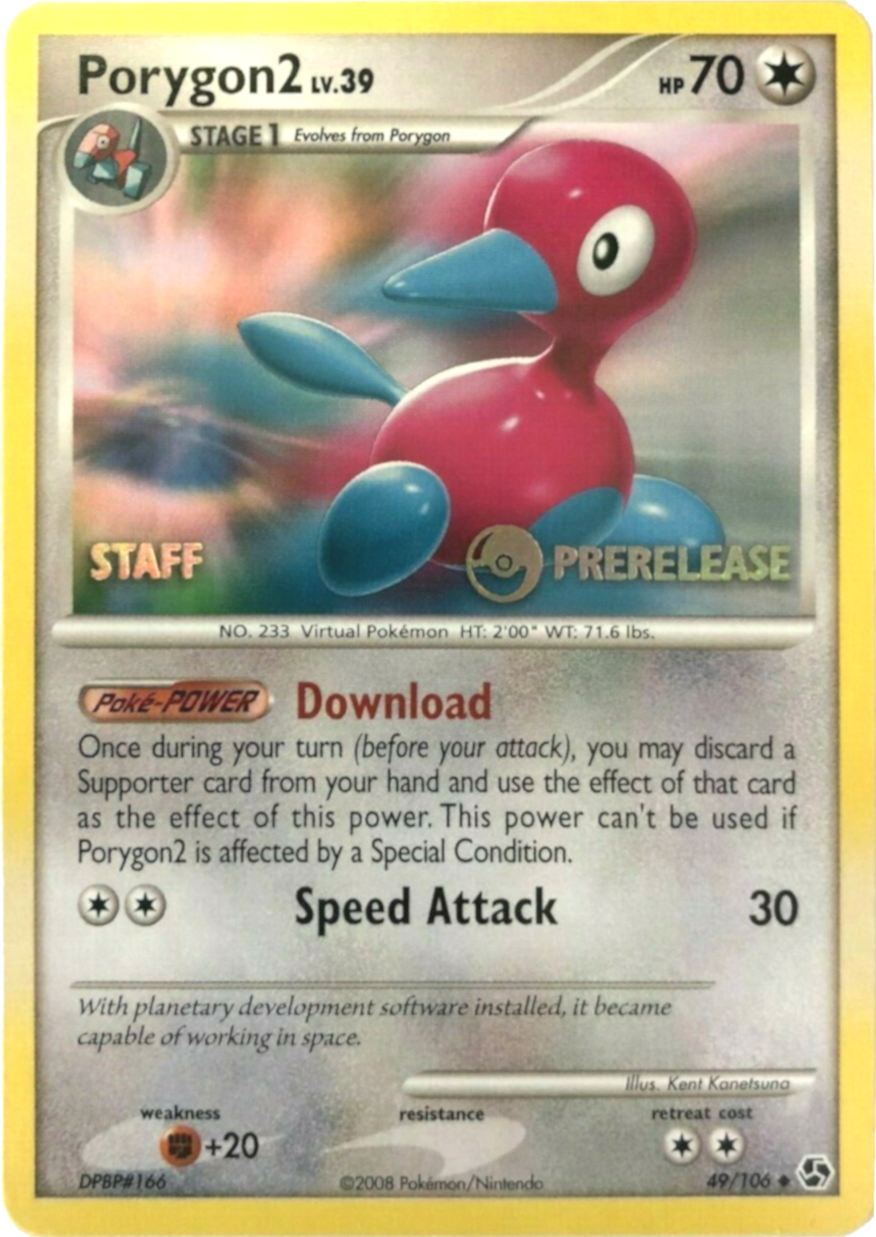 Porygon2 (49/106) (Staff Prerelease Promo) [Diamond & Pearl: Black Star Promos] | Mega City Incorporated