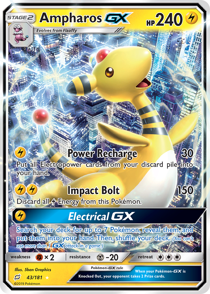 Ampharos GX (43/181) [Sun & Moon: Team Up] | Mega City Incorporated