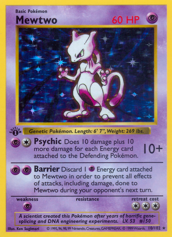 Mewtwo (10/102) (Shadowless) [Base Set 1st Edition] | Mega City Incorporated