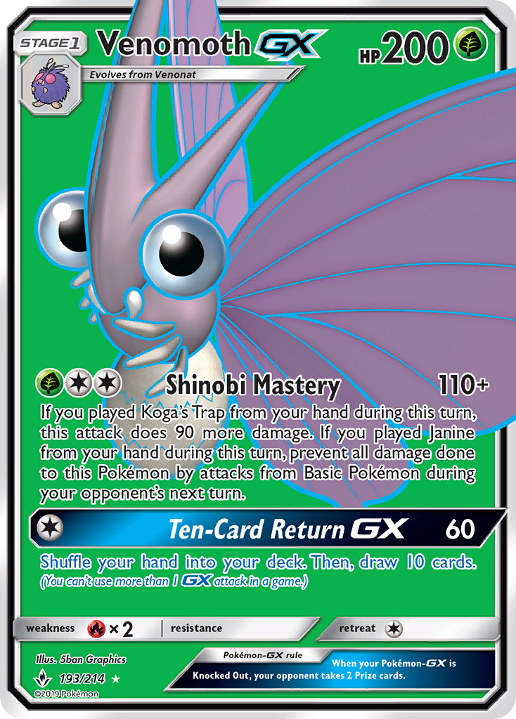 Venomoth GX (193/214) [Sun & Moon: Unbroken Bonds] | Mega City Incorporated