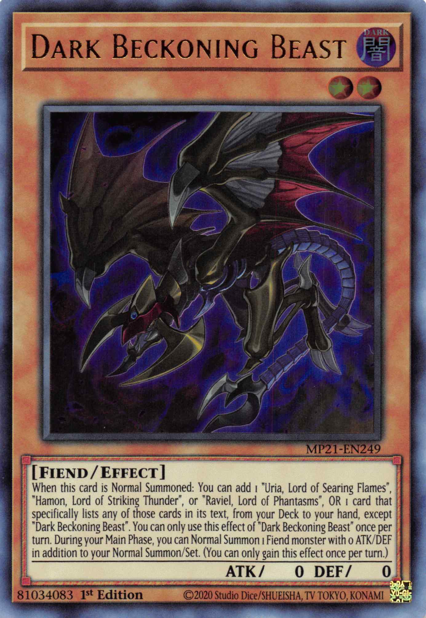 Dark Beckoning Beast [MP21-EN249] Ultra Rare | Mega City Incorporated