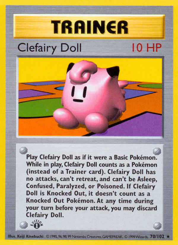 Clefairy Doll (70/102) (Shadowless) [Base Set 1st Edition] | Mega City Incorporated