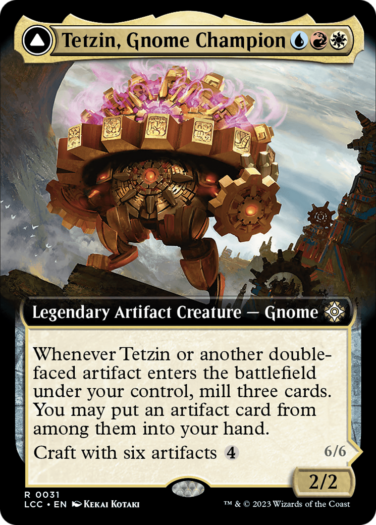 Tetzin, Gnome Champion // The Golden-Gear Colossus (Extended Art) [The Lost Caverns of Ixalan Commander] | Mega City Incorporated