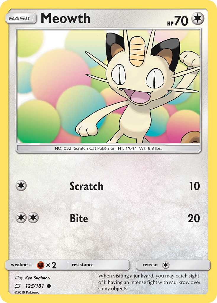 Meowth (125/181) [Sun & Moon: Team Up] | Mega City Incorporated