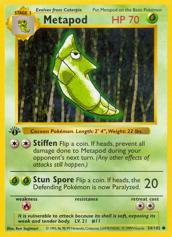 Metapod (54/102) (Shadowless) [Base Set 1st Edition] | Mega City Incorporated