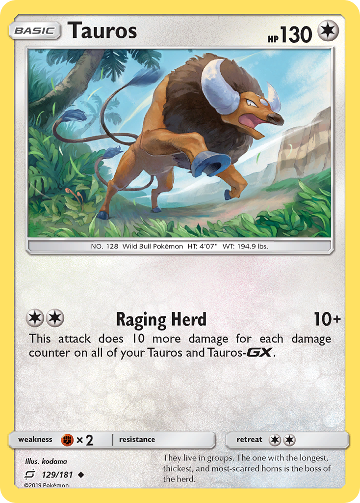 Tauros (129/181) [Sun & Moon: Team Up] | Mega City Incorporated