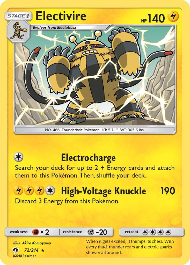 Electivire (72/214) [Sun & Moon: Lost Thunder] | Mega City Incorporated