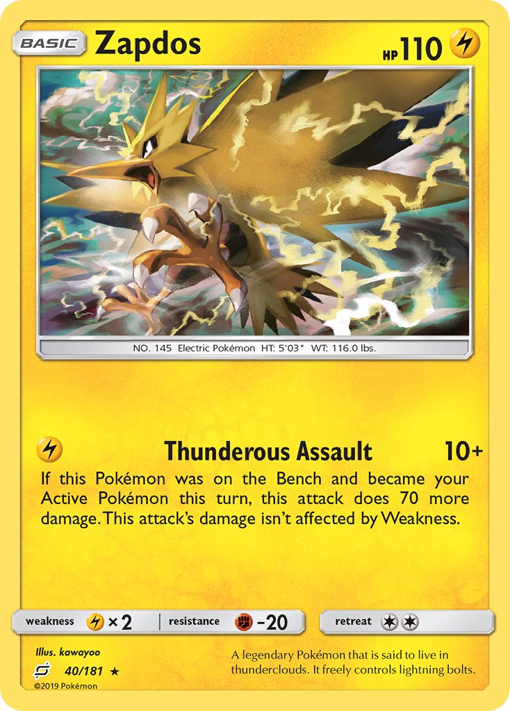 Zapdos (40/181) (Theme Deck Exclusive) [Sun & Moon: Team Up] | Mega City Incorporated