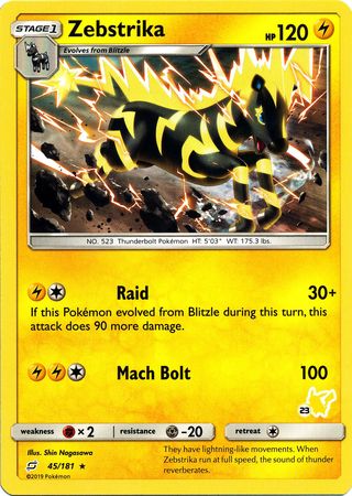 Zebstrika (45/181) (Pikachu Stamp #23) [Battle Academy 2020] | Mega City Incorporated