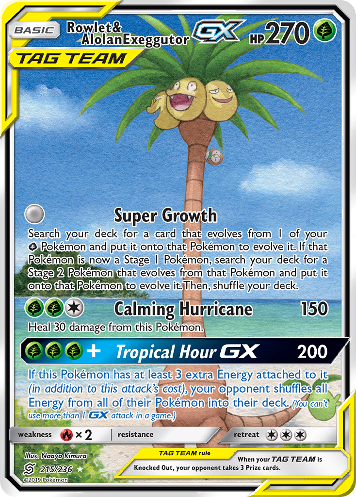 Rowlet & Alolan Exeggutor GX (215/236) [Sun & Moon: Unified Minds] | Mega City Incorporated