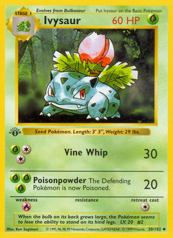 Ivysaur (30/102) (Shadowless) [Base Set 1st Edition] | Mega City Incorporated