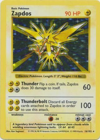 Zapdos (16/102) [Base Set Shadowless Unlimited] | Mega City Incorporated