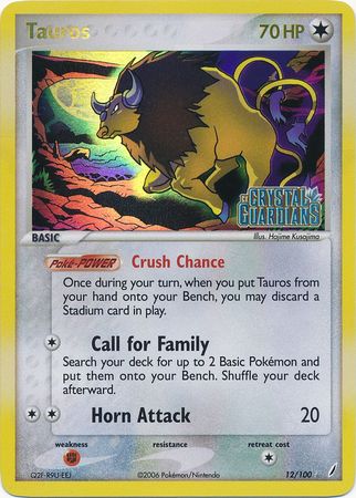 Tauros (12/100) (Stamped) [EX: Crystal Guardians] | Mega City Incorporated