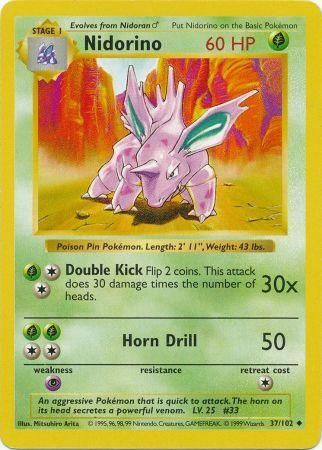 Nidorino (37/102) [Base Set Shadowless Unlimited] | Mega City Incorporated