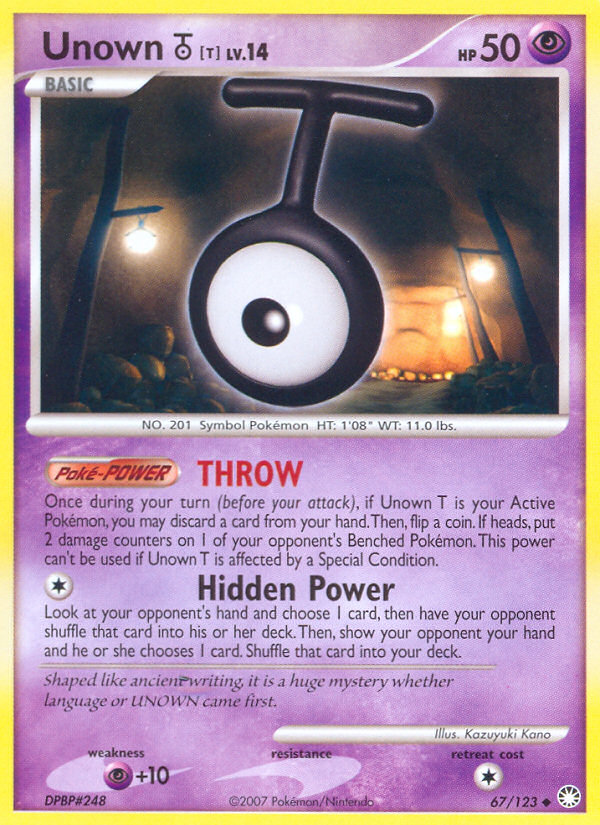 Unown T (67/123) [Diamond & Pearl: Mysterious Treasures] | Mega City Incorporated