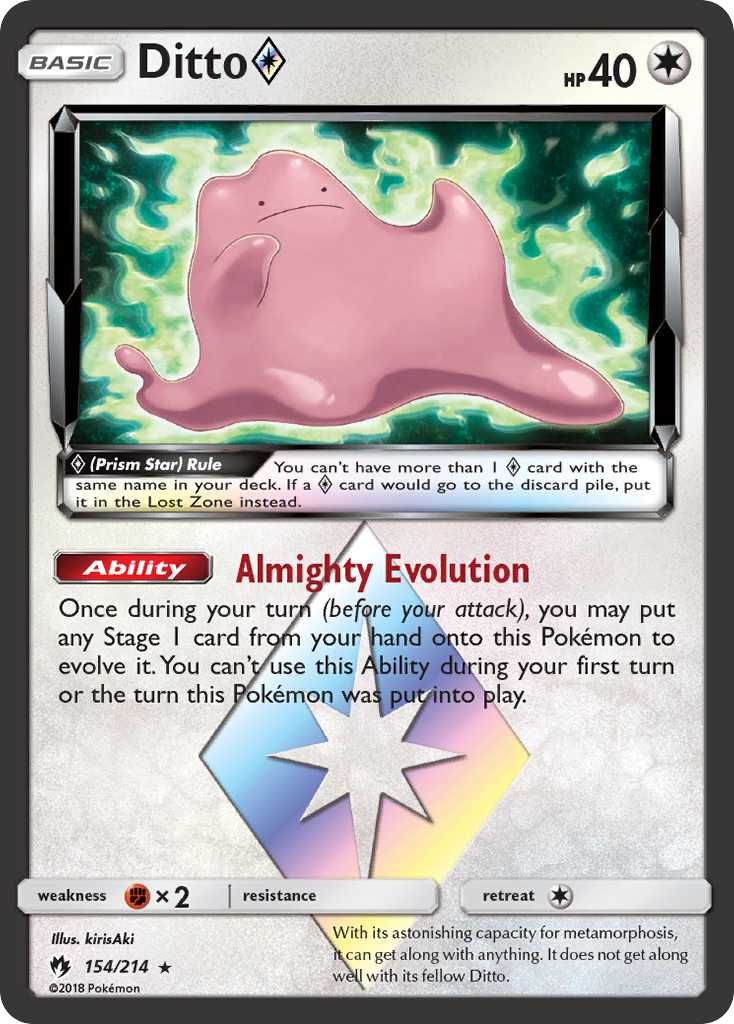 Ditto (154/214) (Prism Star) [Sun & Moon: Lost Thunder] | Mega City Incorporated