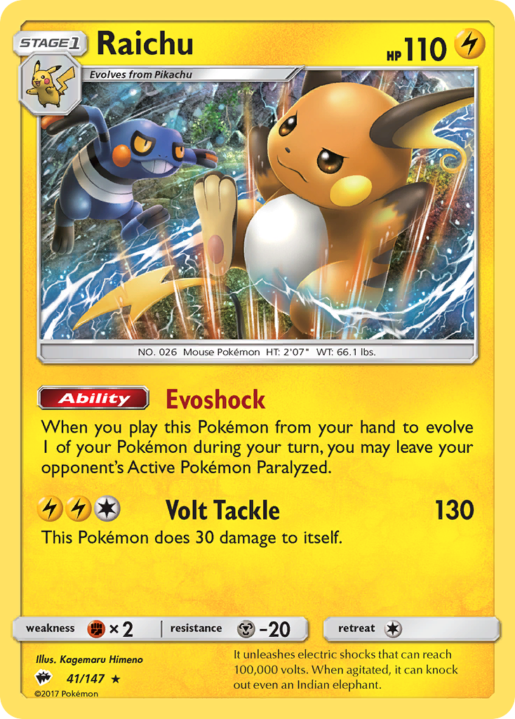 Raichu (41/147) [Sun & Moon: Burning Shadows] | Mega City Incorporated