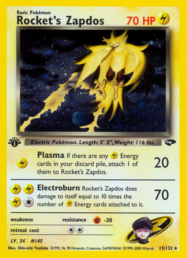 Rocket's Zapdos (15/132) [Gym Challenge 1st Edition] | Mega City Incorporated