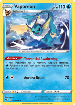 Vaporeon (030/185) [Sword & Shield: Vivid Voltage] | Mega City Incorporated