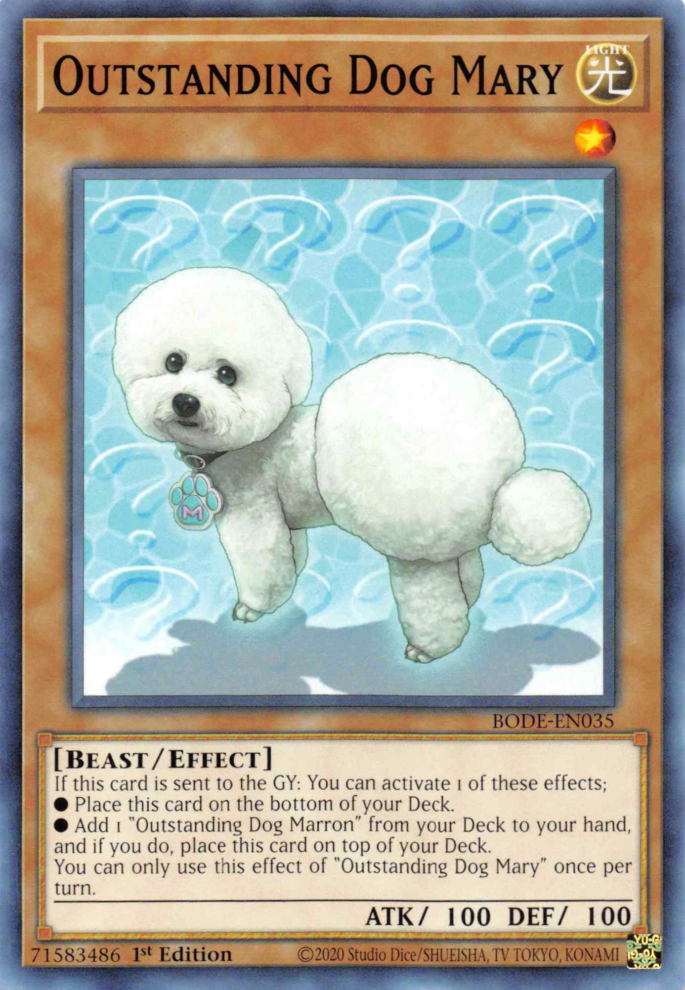 Outstanding Dog Mary [BODE-EN035] Common | Mega City Incorporated