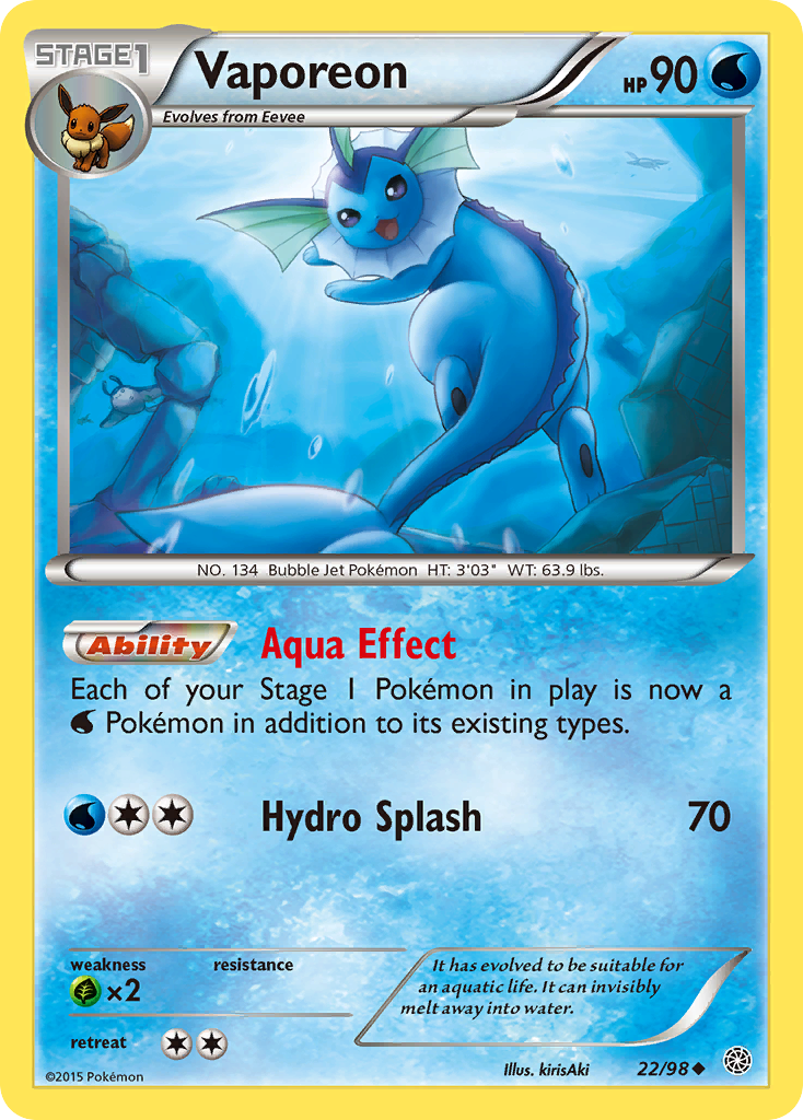 Vaporeon (22/98) [XY: Ancient Origins] | Mega City Incorporated